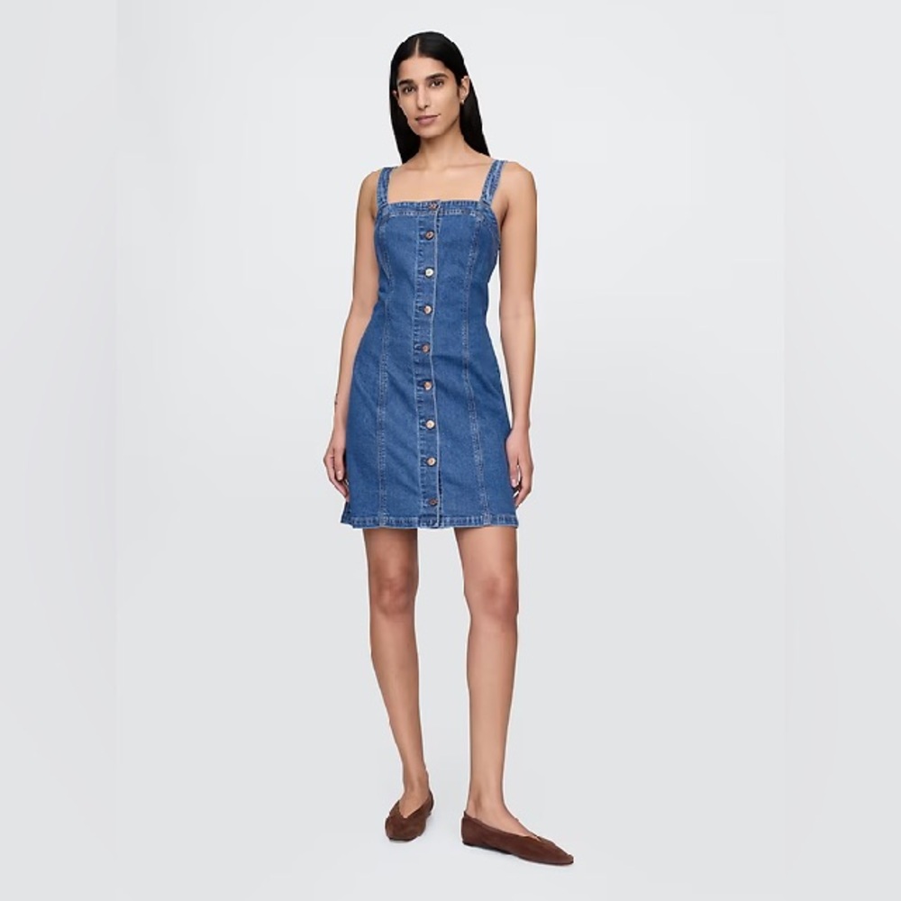 Gap denim mini button down dress in medium wash